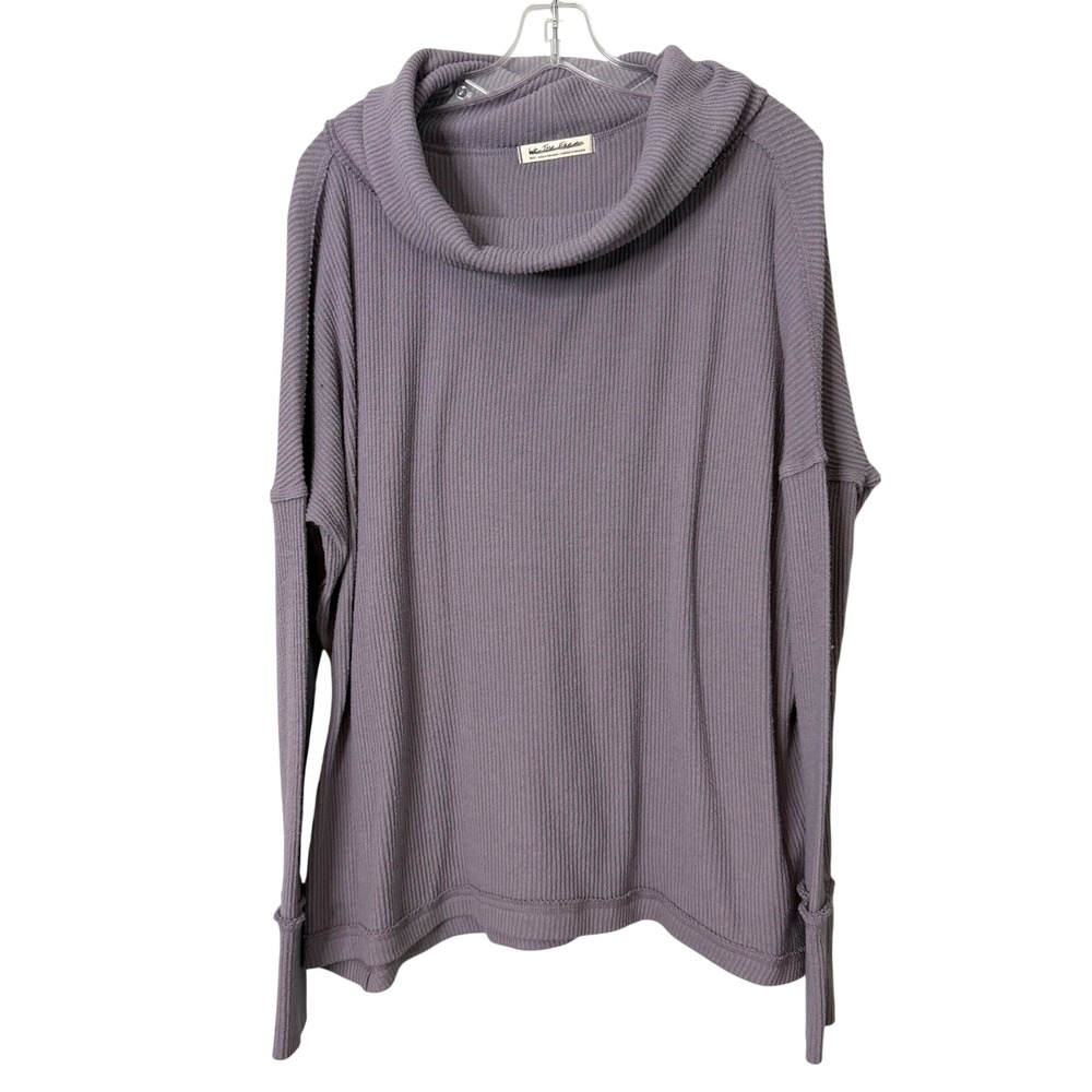 Free People Juicy Long Sleeve Top Womens S Purple Oversized Split Back Boho Cowl